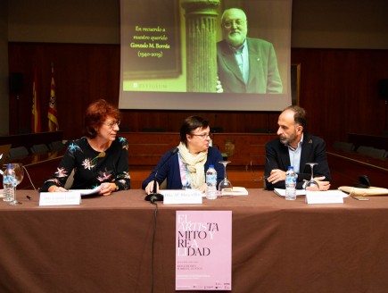 Acto inaugural simposio sobre el gusto V. Concepción Lomba, Blanca Ros y Juan Carlos Lozano. Foto: José Garrido. Museo de Zaragoza.