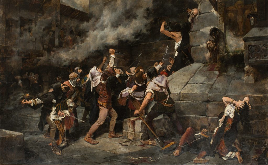 A los pies del Salvador (Episodio de una matanza de judíos en la Edad Media), Vicente Cutanda, 1887. Foto: José Garrido. Museo de Zaragoza.